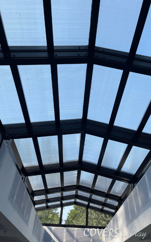 Interior view of a residential retractable roof in Ancaster