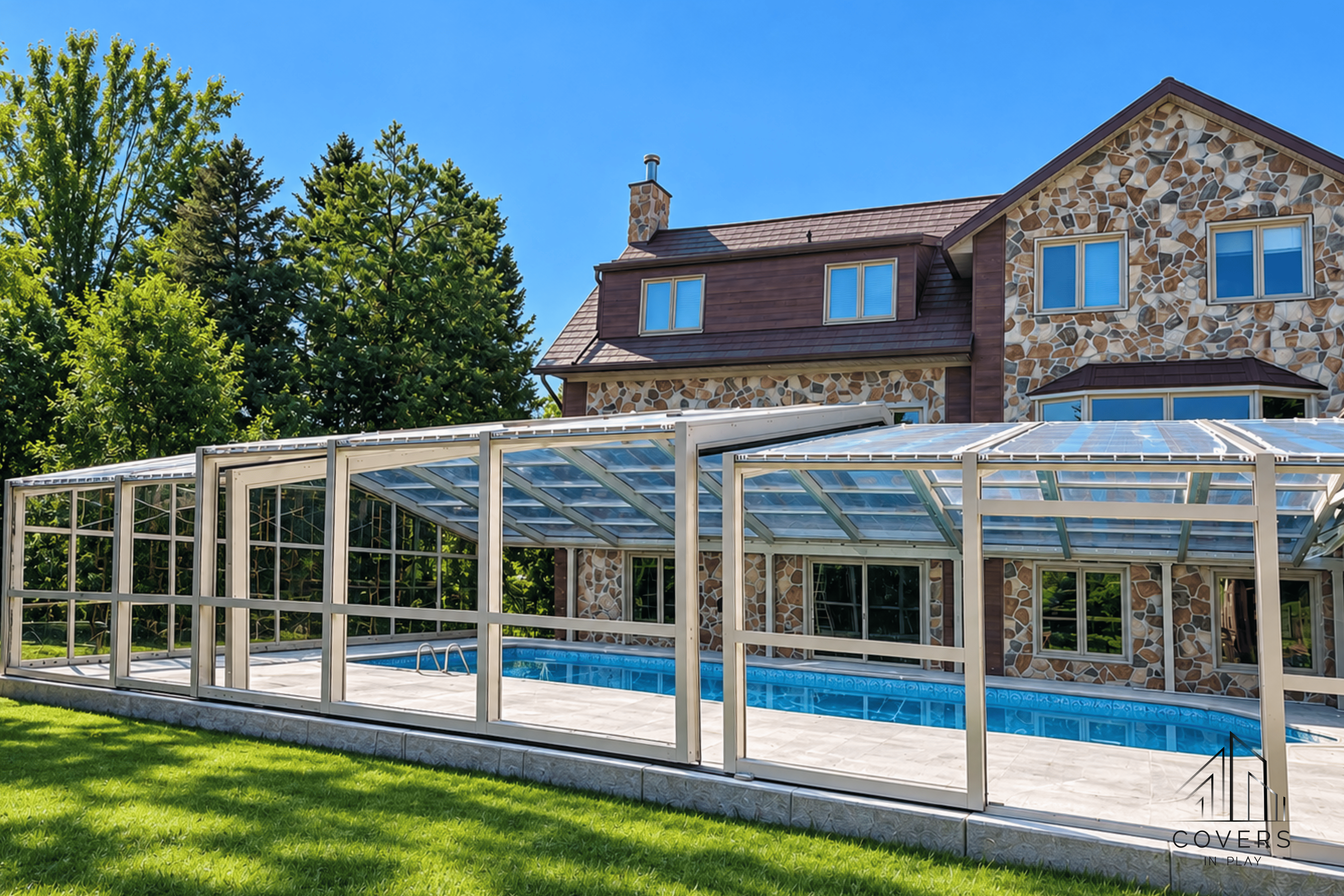 Enclosed Pool with Glass Roof and Panoramic Windows in King City, Ontario