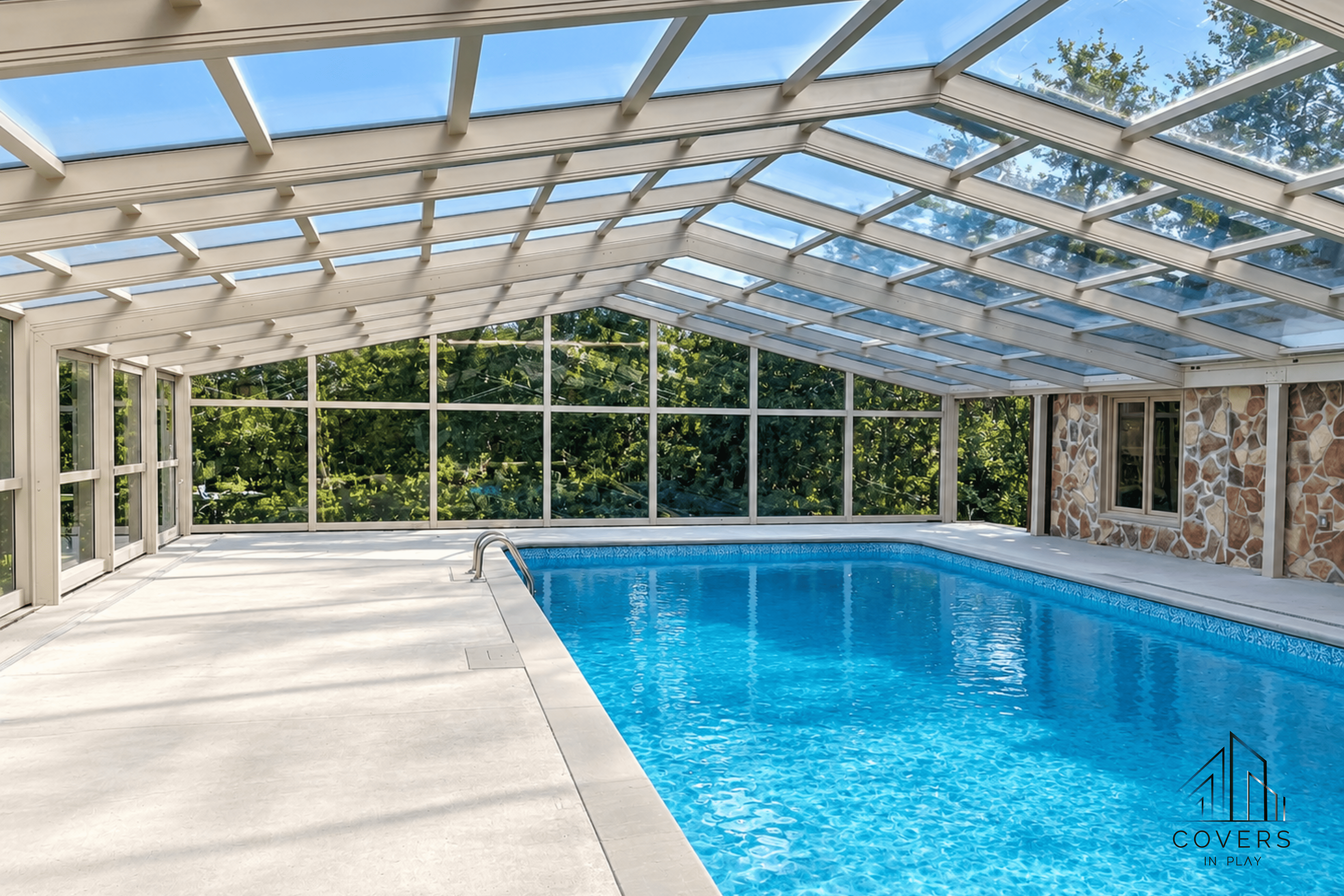 Residential Pool with Custom Glass Enclosure in King City, Ontario